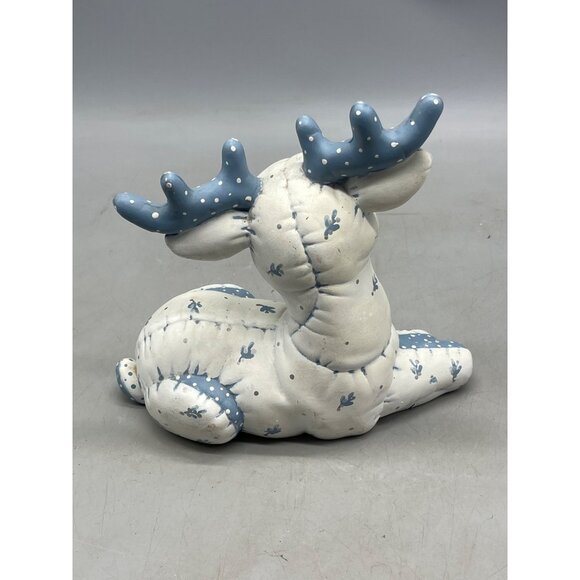 Christmas Reindeer Kimple Ceramic Mold Deer Figurine white blue Handpainted READ - Picture 4 of 6